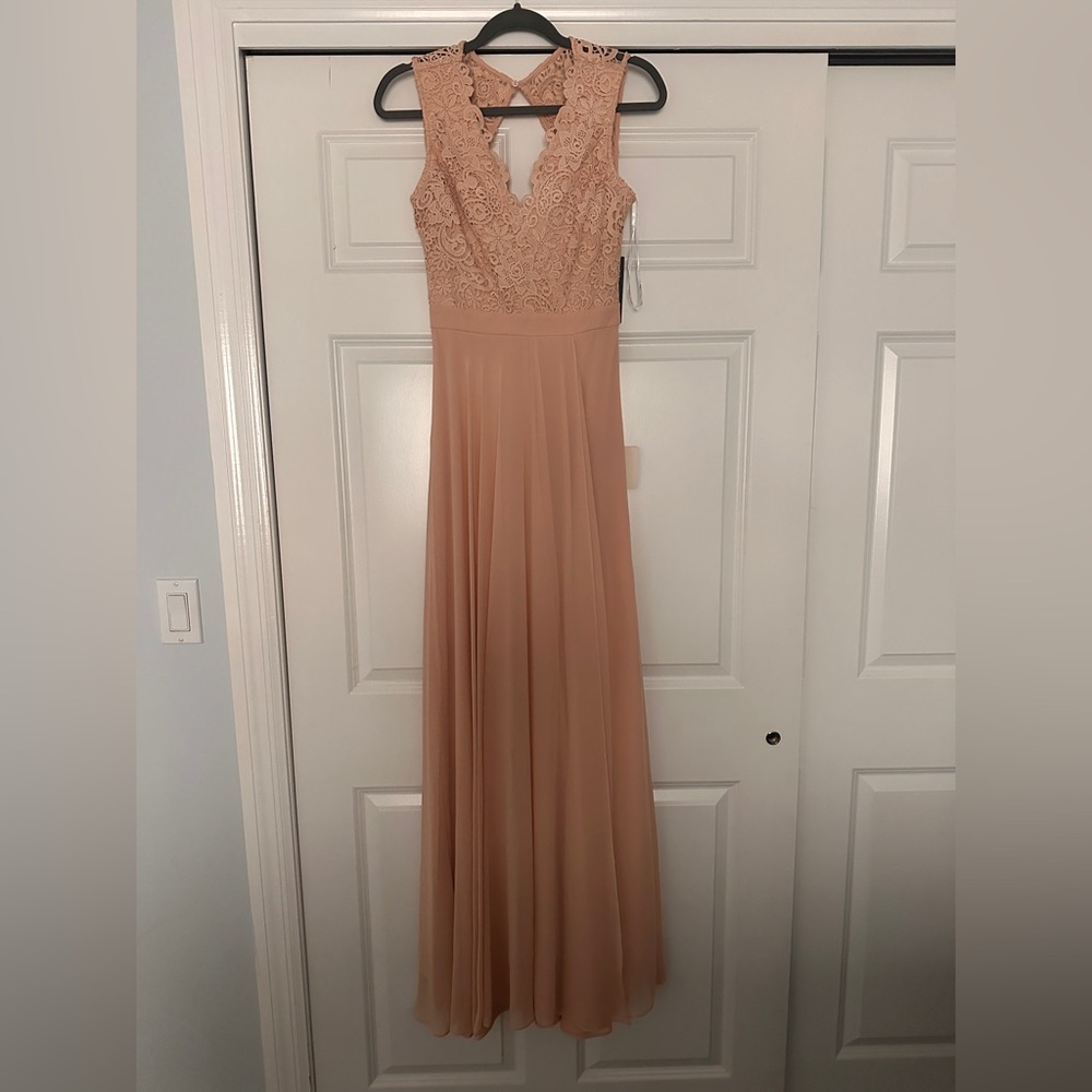 Elegant Lace Sleeveless Dress in Blush